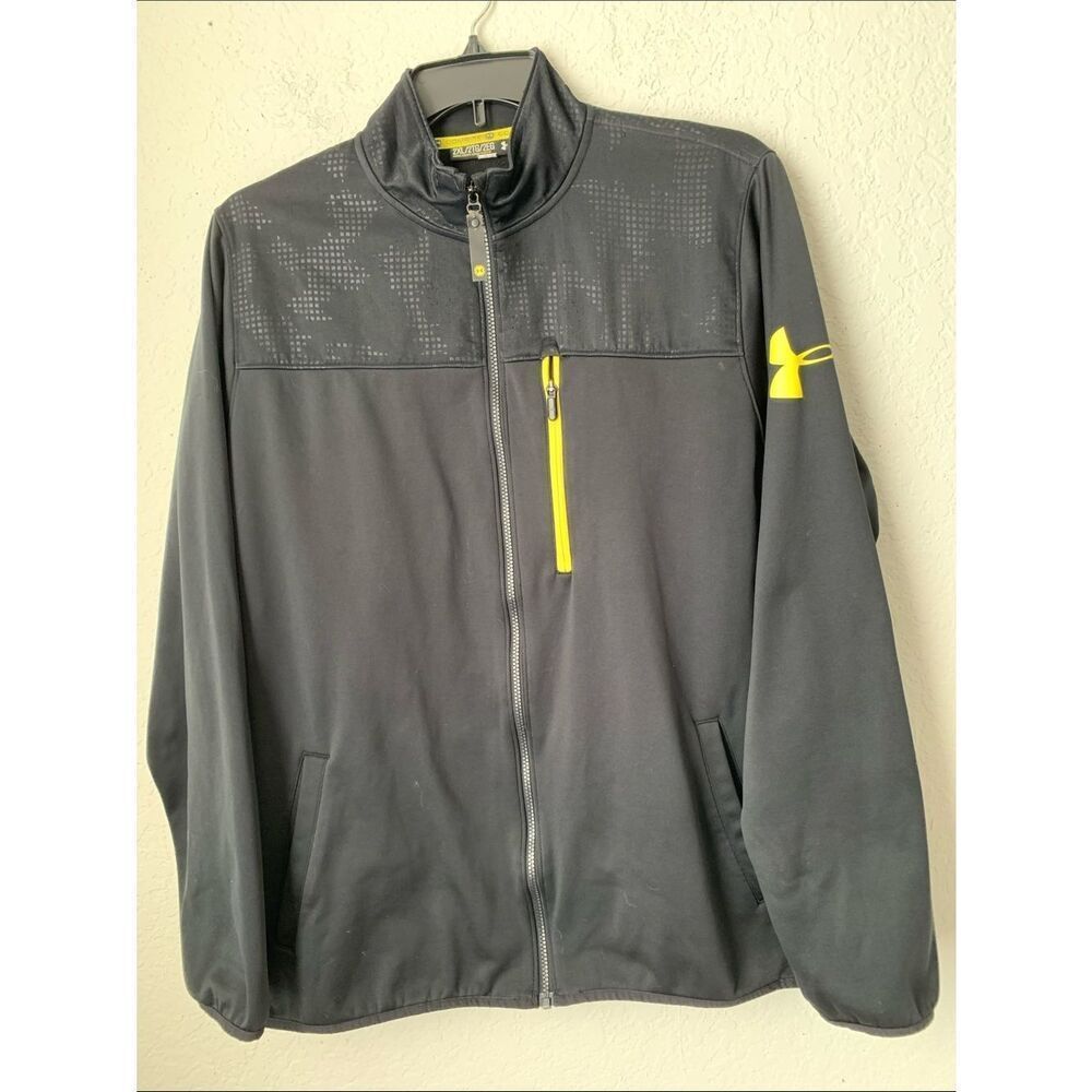 Under Armour Combine Black Jacket with Yellow Accents - Men’s Full Zip Size 2XL